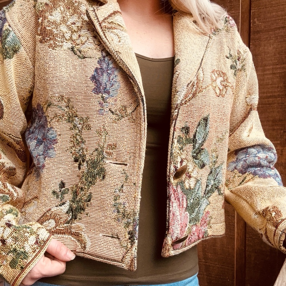 Vintage Painted Pony Floral Tapestry Jacket